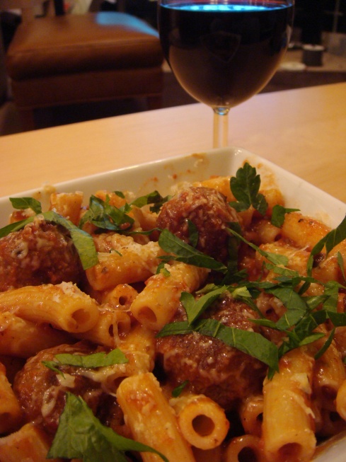 Pasta and meatballs